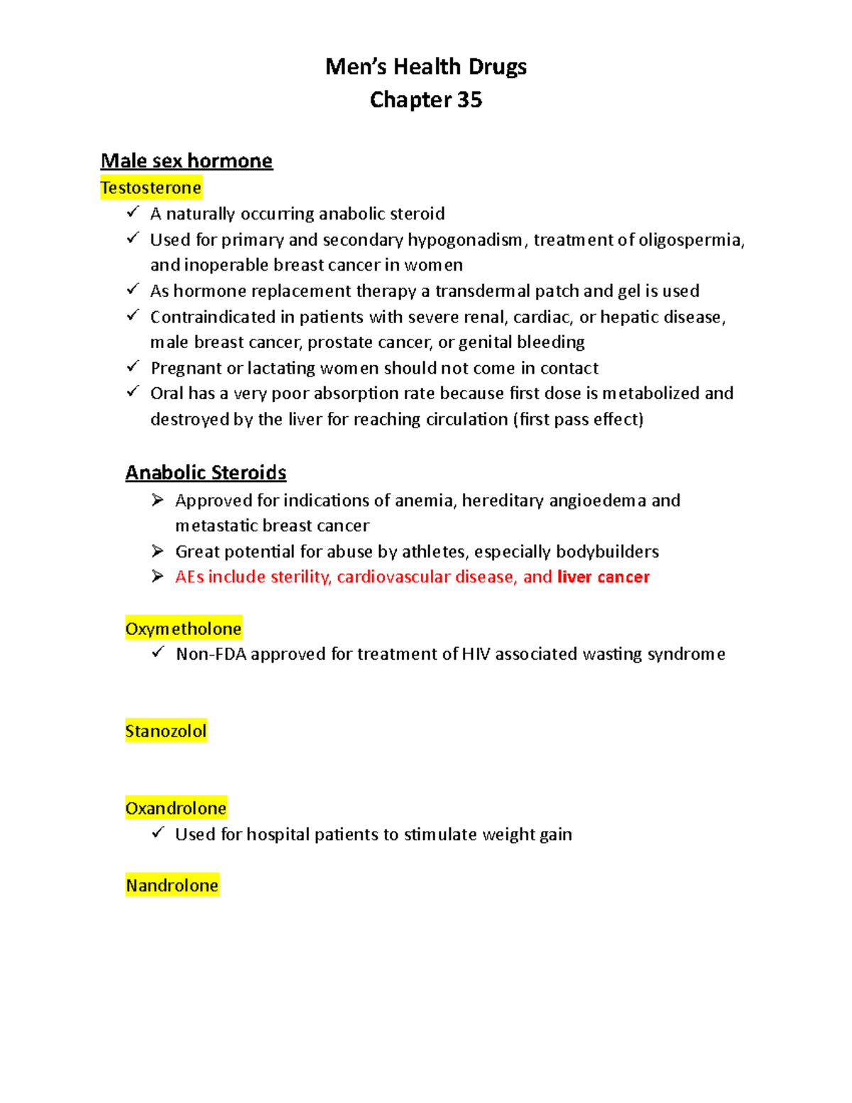 Chapter 35 Men Health1 Men’s Health Drugs Chapter 35 Male sex