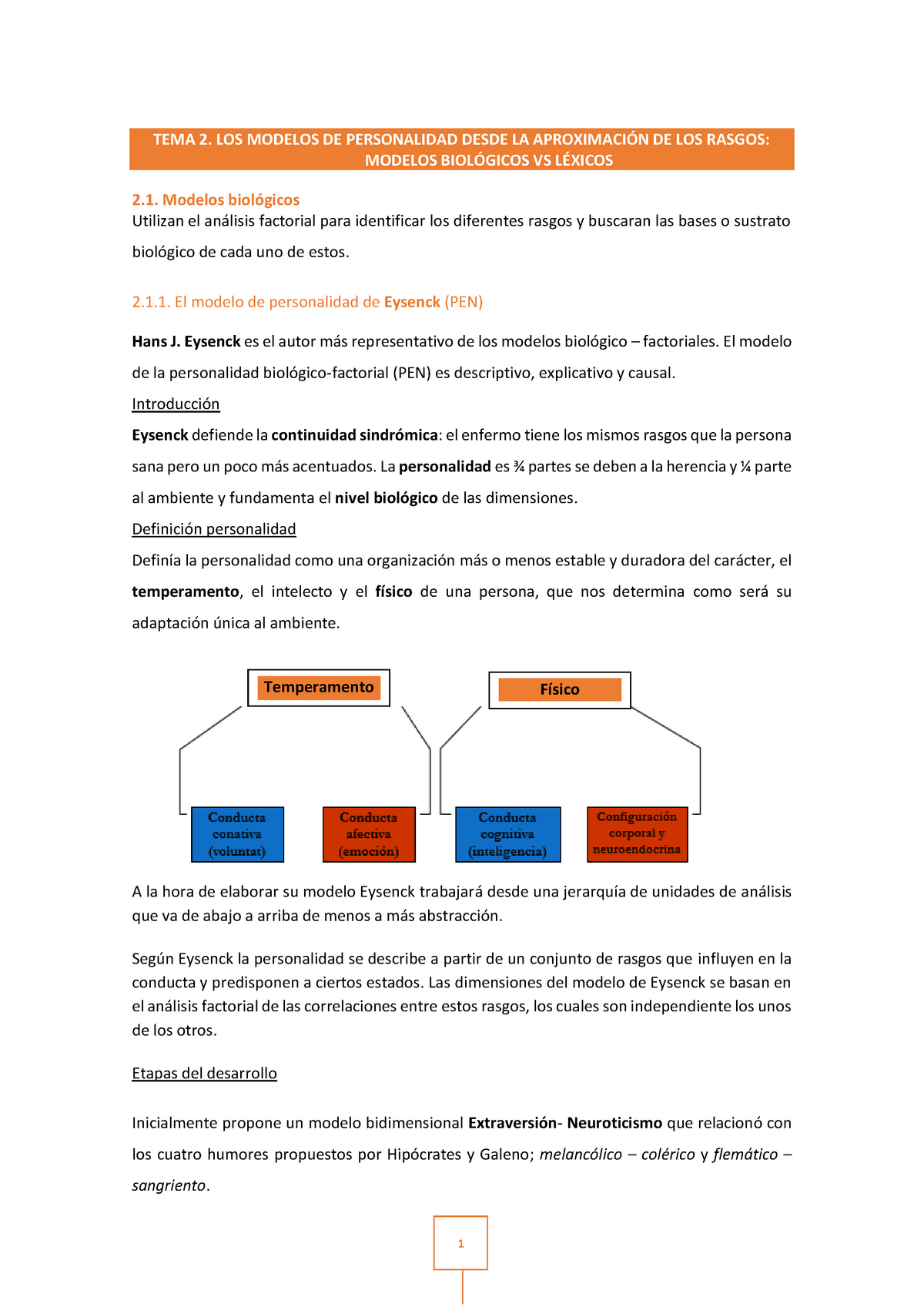 TEMA 2 - LOS Modelos DE Personalidad Desde LA Aproximación DE LOS Rasgos -  TEMA 2. LOS MODELOS DE - Studocu