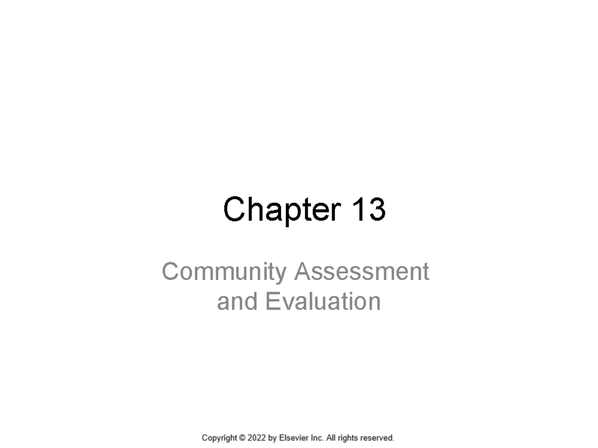 Chapter 013 - Week 2 Notes - Chapter 13 Community Assessment And ...