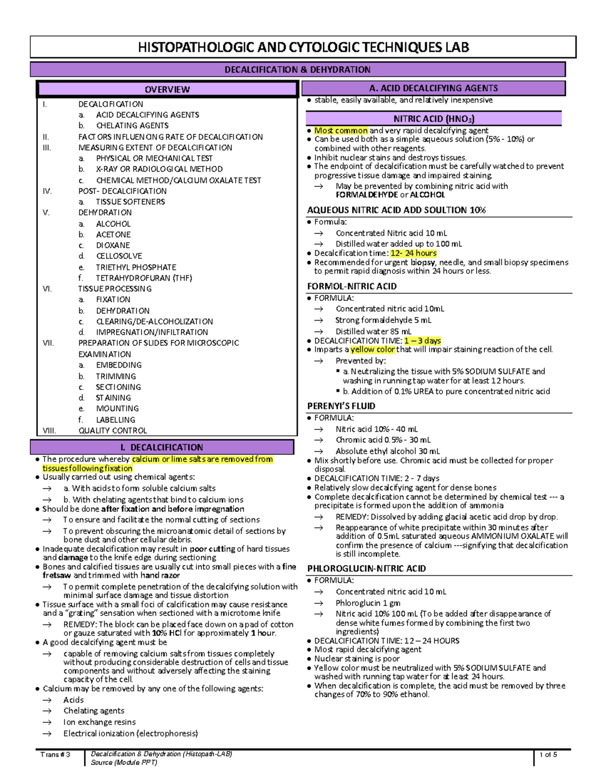 Histopathology Laboratory - Week 4 - Trans # 3 Decalcification ...