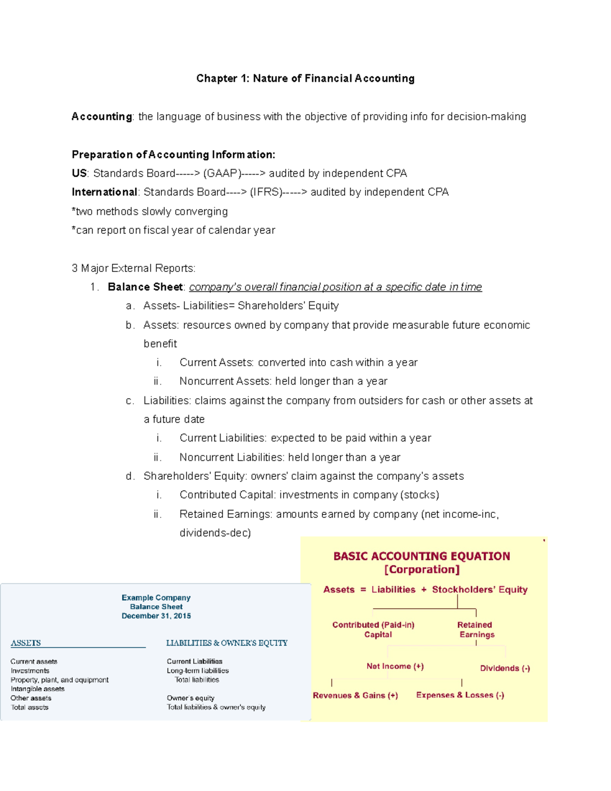 Midterm Study Guide - Chapter 1: Nature of Financial Accounting ...