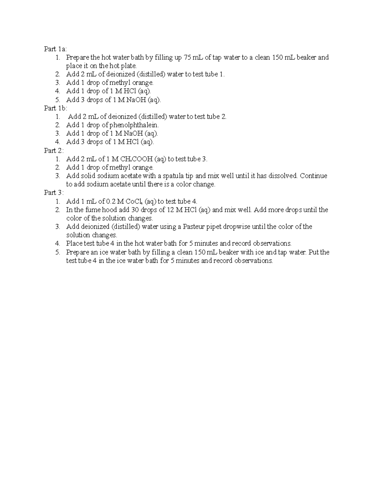 3-describe-lab-procedures-part-1a-1-prepare-the-hot-water-bath-by