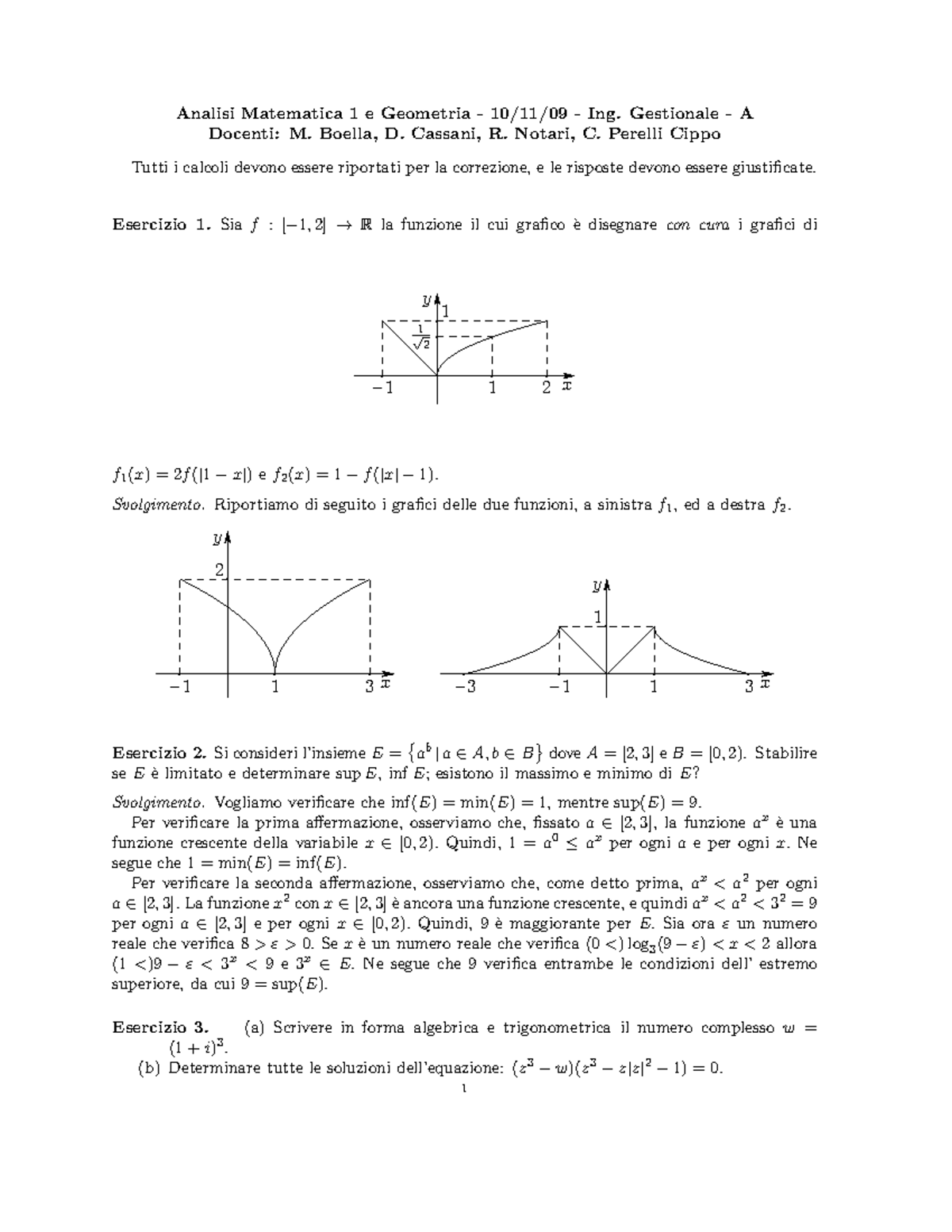 Temi D Esame Analisi 1 Polimi