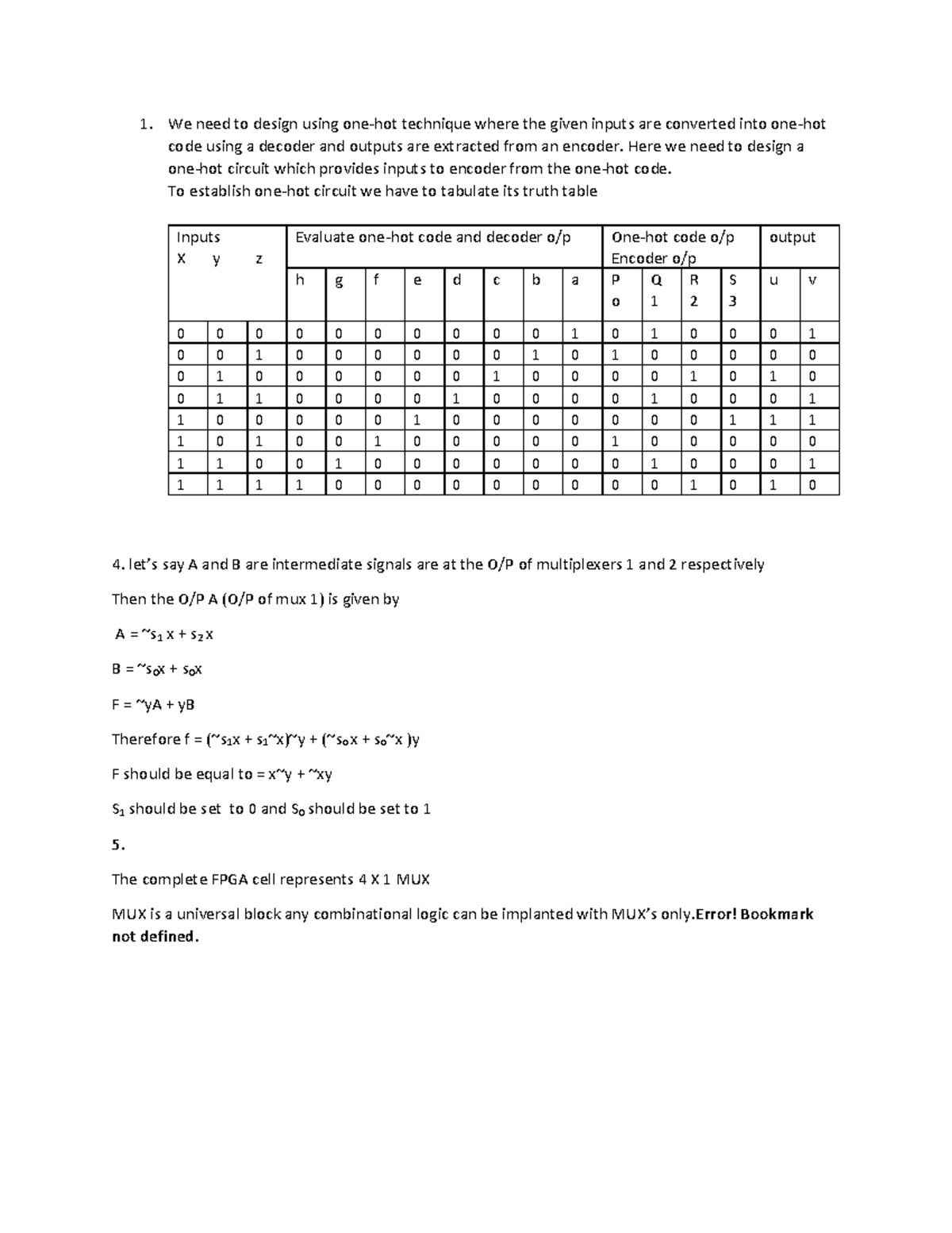 Assignment 2 - We need to design using one-hot technique where the ...
