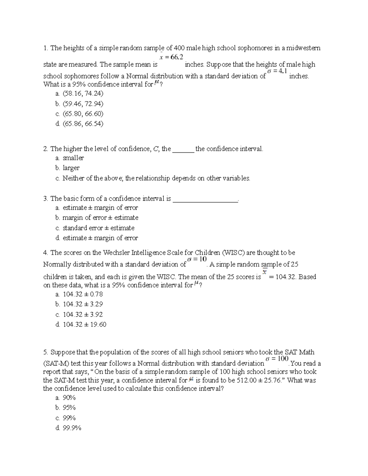 Quiz3 - criminal justice - The heights of a simple random sample of 400 ...