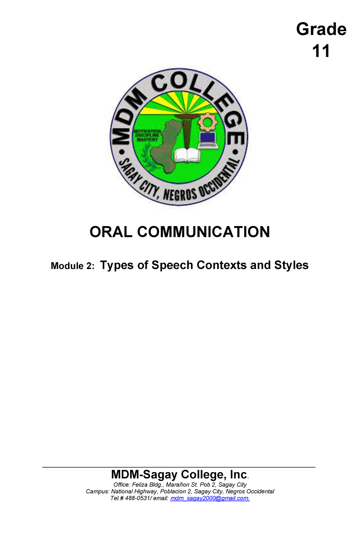 Oral Communication Module 2 Week 2 - Lecture Notes 2 - Grade 11 ORAL ...