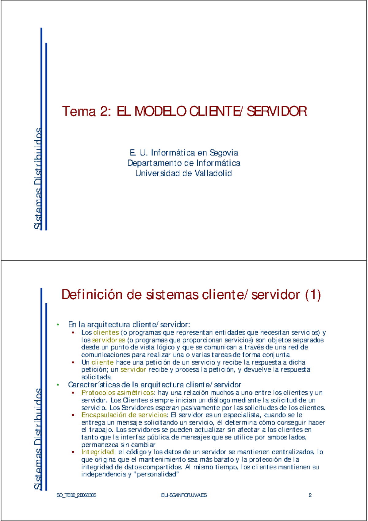 Modelo cliente-servidor - Sistemas Distribuidos Tema 2: EL MODELO ...