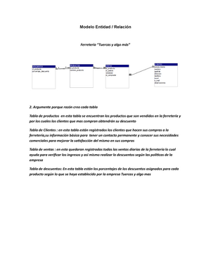 Modelo Entidad Relacion - Modelo Entidad / Relación Ferretería “Tuercas y  algo más” Argumente porque - Studocu