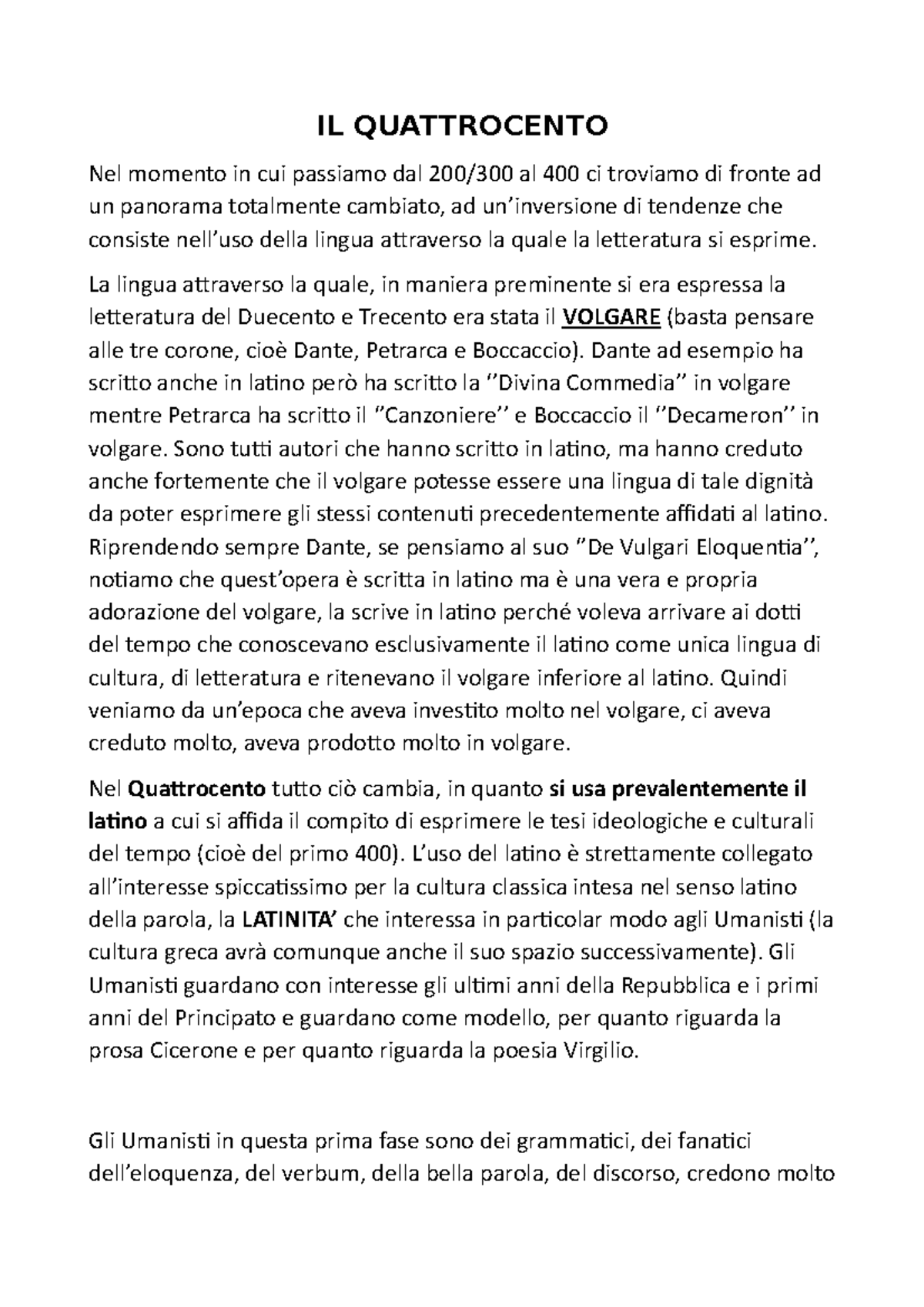 Quattrocento (prima parte) IL QUATTROCENTO Nel momento in cui