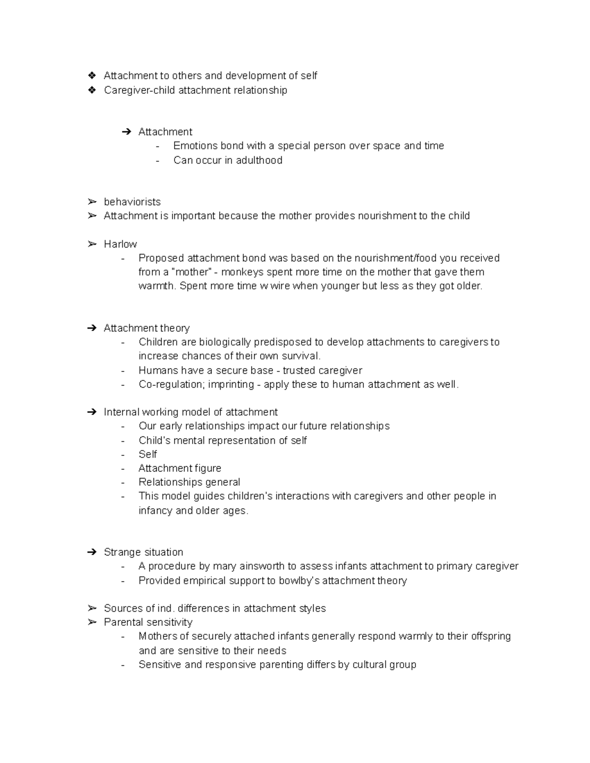 Child psych chapter 11 notes - Attachment to others and development of ...