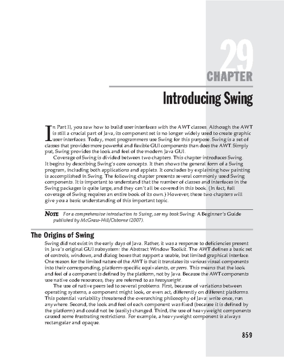 Java The Complete Reference 29 Introducing Swing I n Part II, you saw