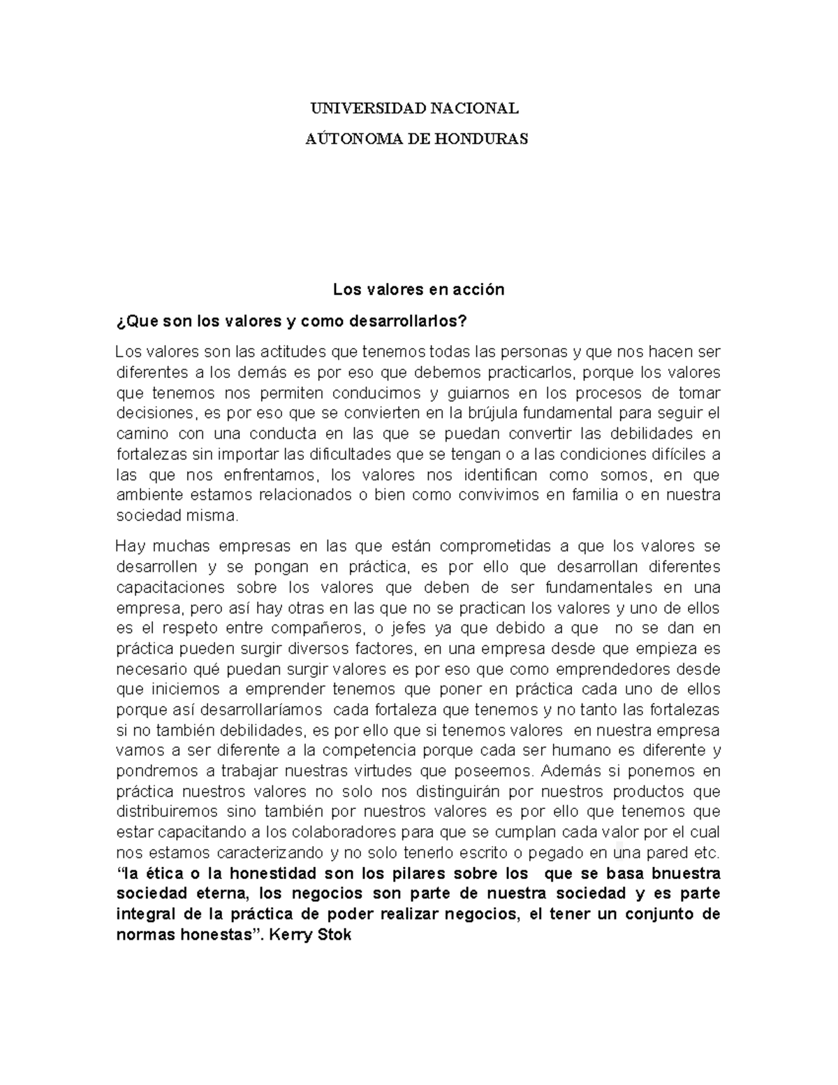 Creando Empresas De Valor 2 Ensayo Numero 2 Universidad Nacional AÚtonoma De Honduras Los 1813