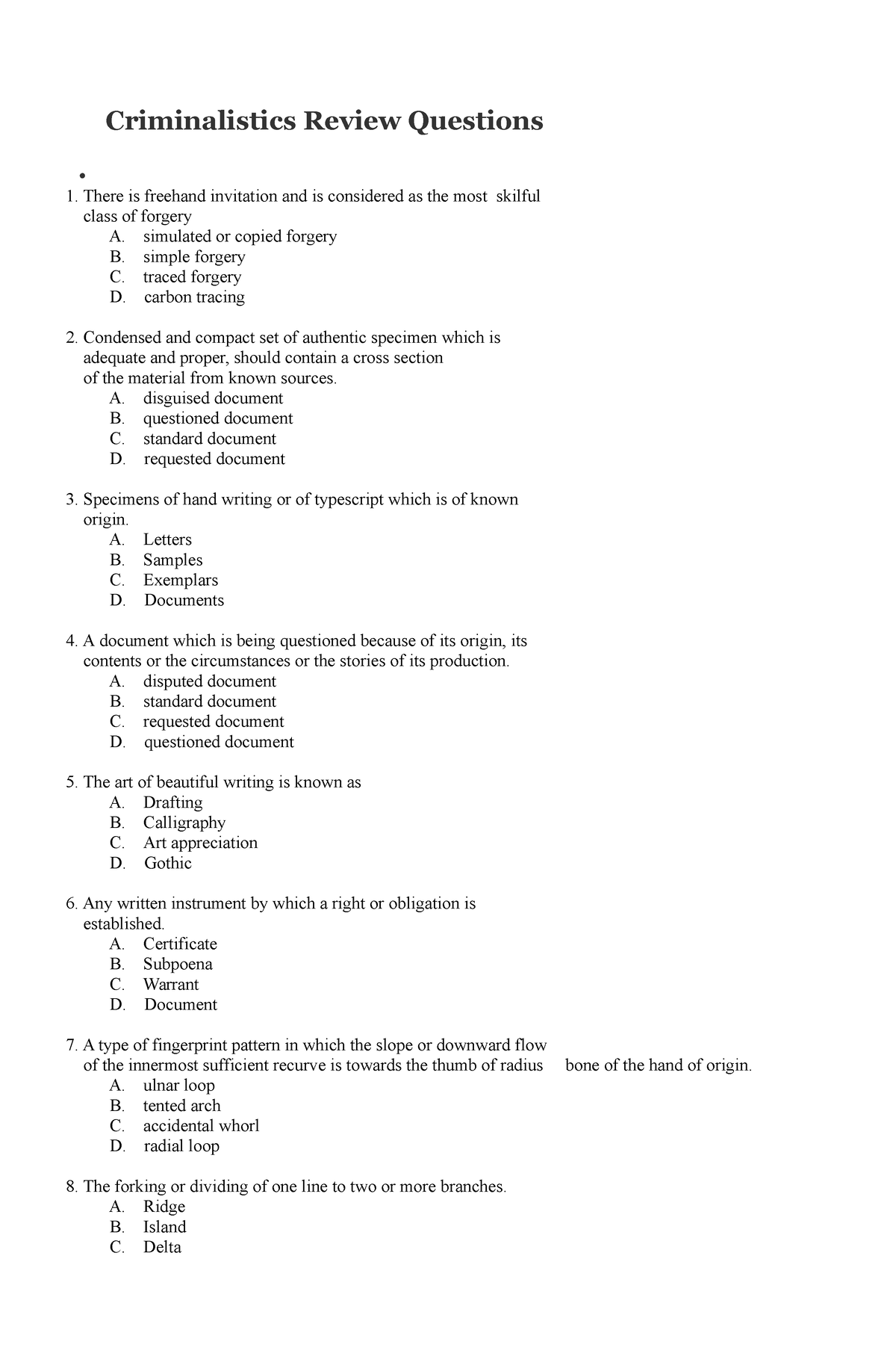 Pdfcoffee Criminology Board Exam Reviewer Criminalistics Review