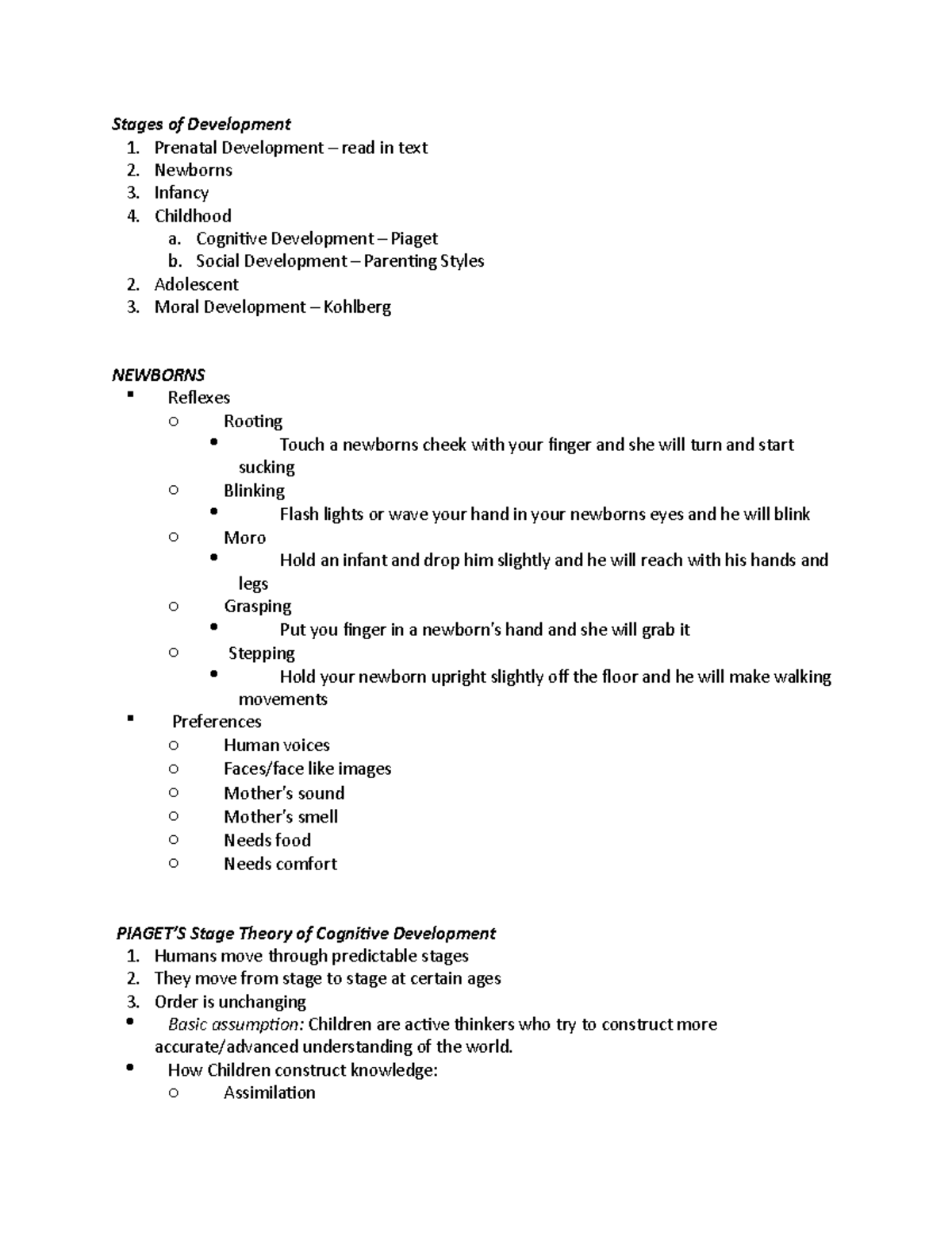 Developmental Psychology - Stages of Development 1. Prenatal ...