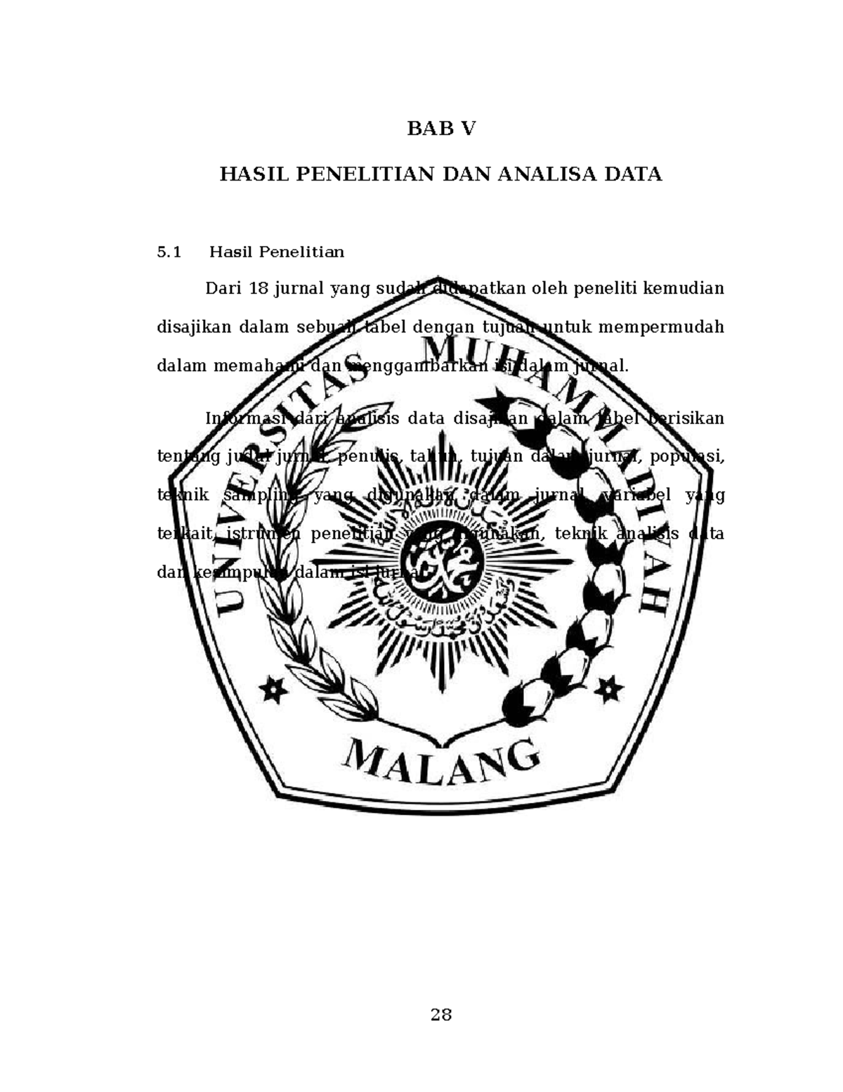 BAB V - Skripsi - BAB V HASIL PENELITIAN DAN ANALISA DATA 5 Hasil ...