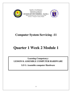 CSS Q4 Module 1 - Computer System Servicing G- Quarter 4 Module 1 ...