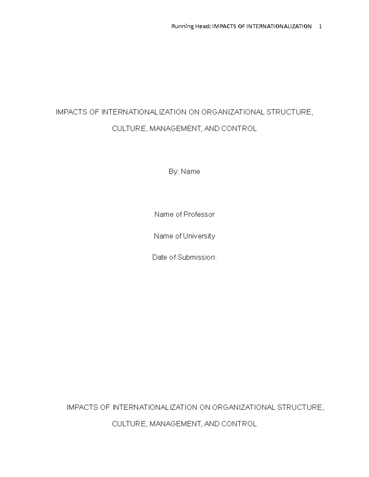 organizational structure international business case study