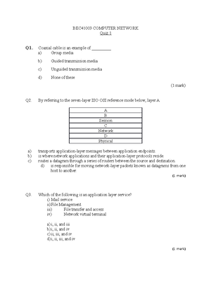 Test Answers - Computer Network Introduction Chapter Physical Layer ...