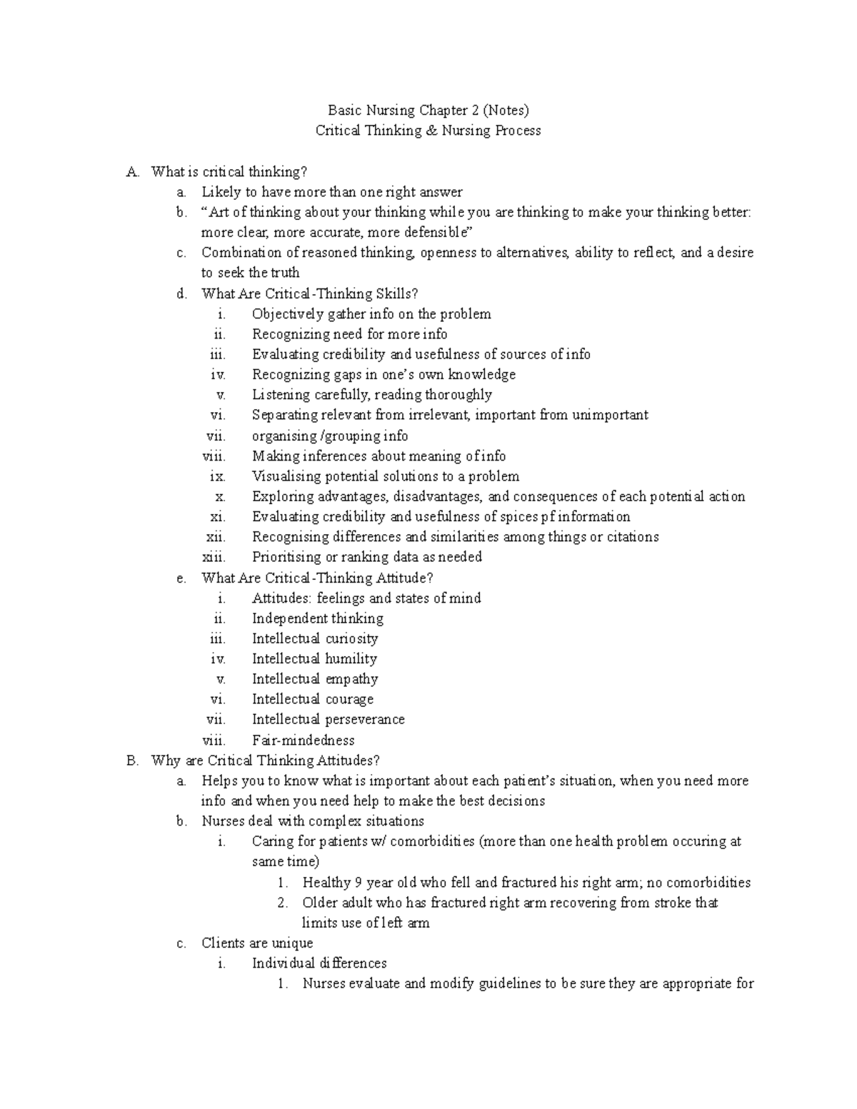 Basic Nursing Chapter 2 (Notes) - Basic Nursing Chapter 2 (Notes ...