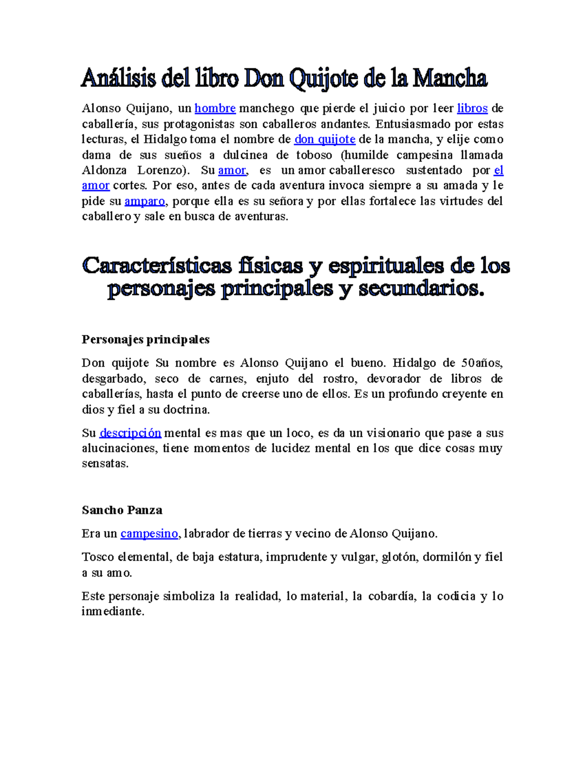 Análisis del libro Don Quijote de la Mancha - Alonso Quijano, un hombre ...