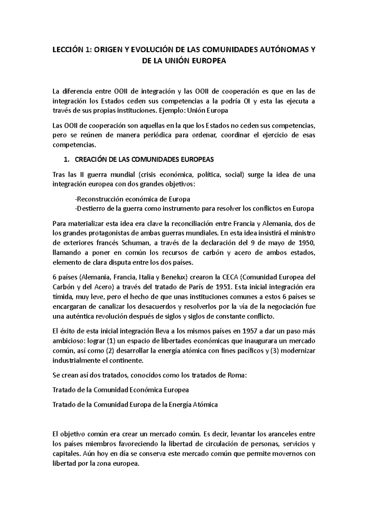 Lección 1 - Apuntes del tema 1 de Derecho de la Unión Europea - LECCIÓN ...