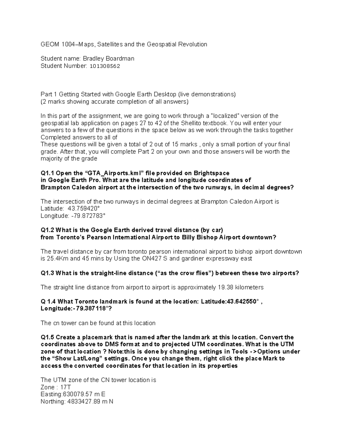 Assignment 1 goem - GEOM 1004–Maps, Satellites and the Geospatial ...