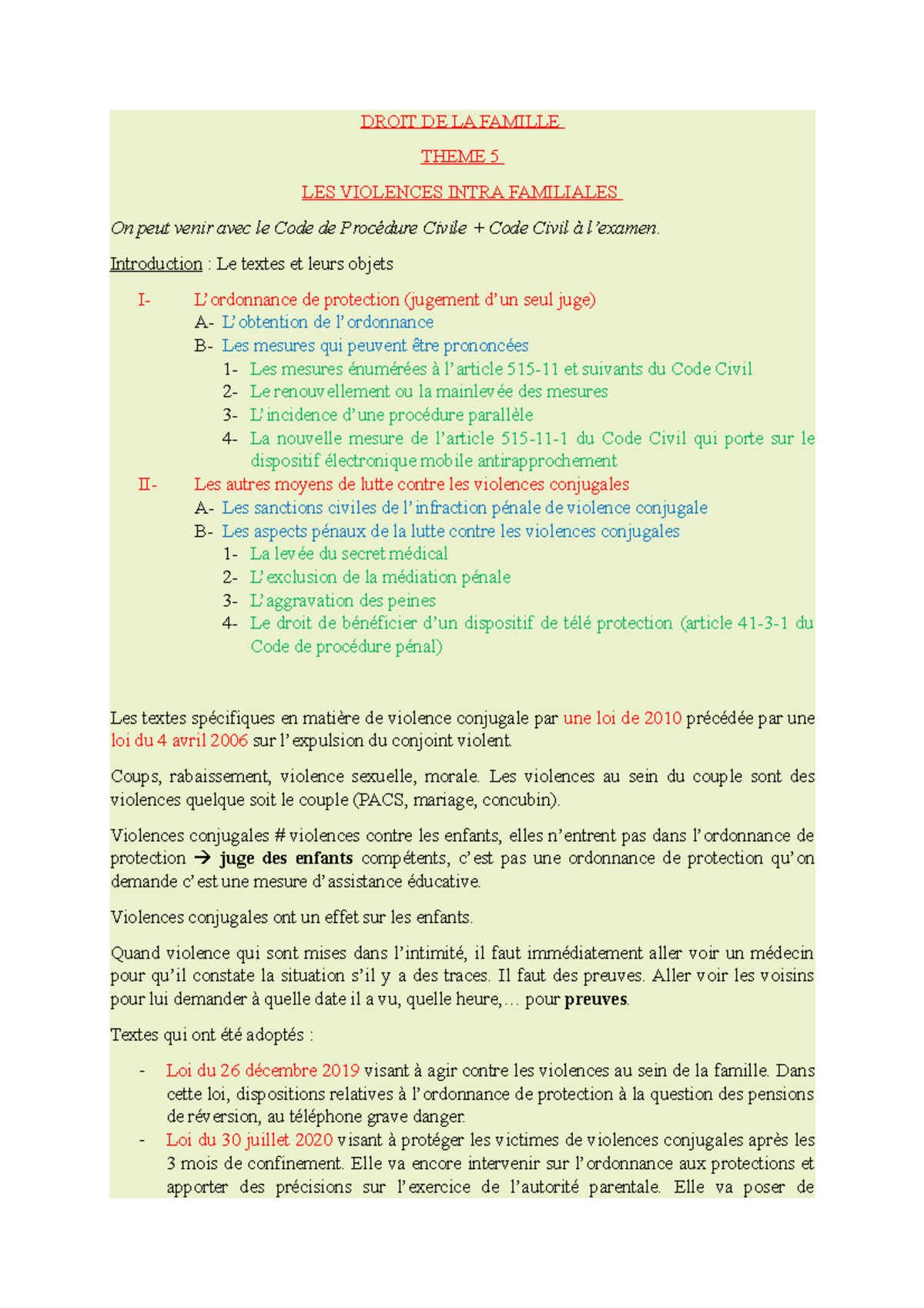 Article 41 3 1 Du Code De Procédure Pénale T5 Les violences intra familiales - DROIT DE LA FAMILLE THEME 5 LES  VIOLENCES INTRA FAMILIALES On - Studocu