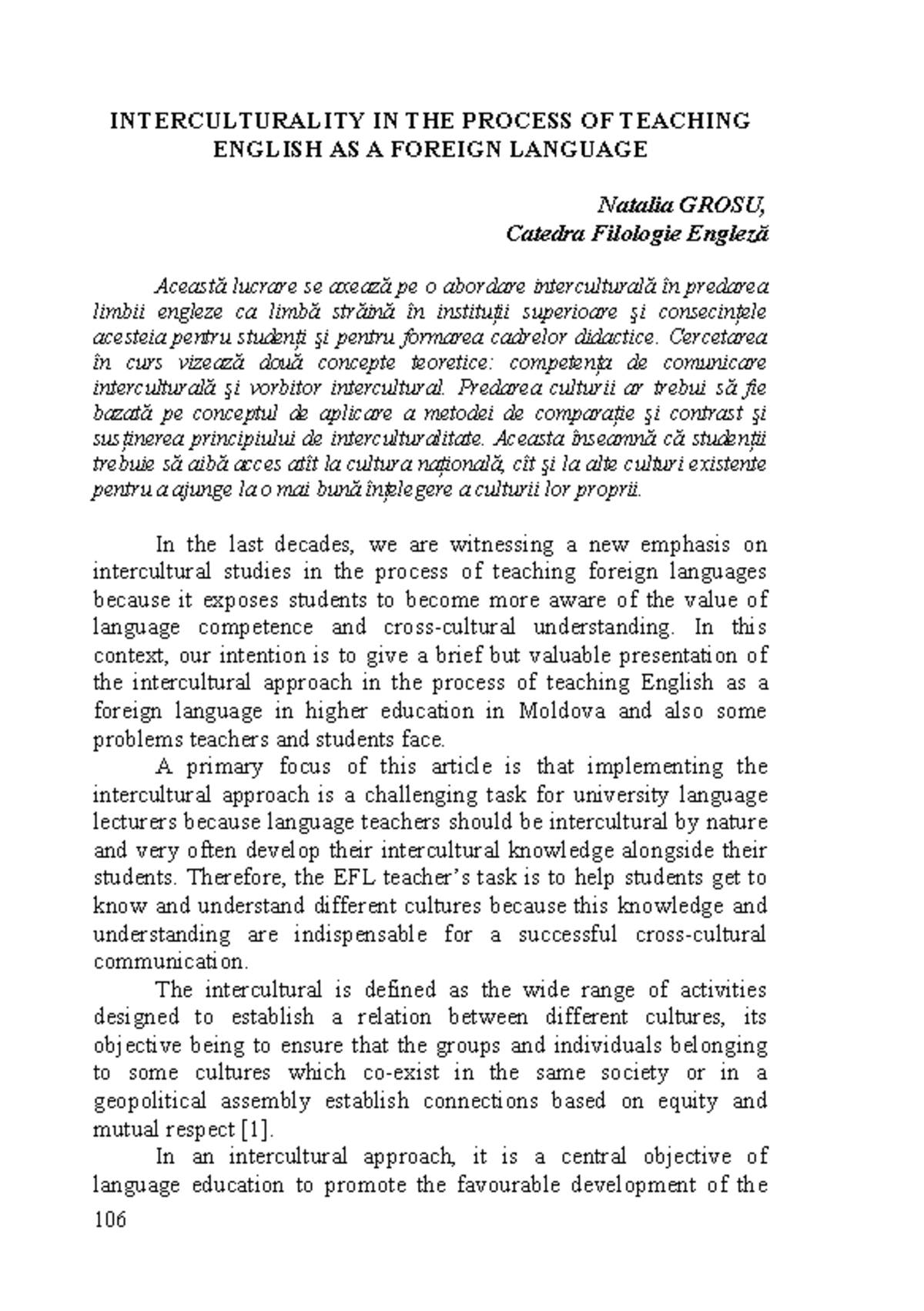Interculturality IN THE Process OF Teaching English AS A Foreign ...