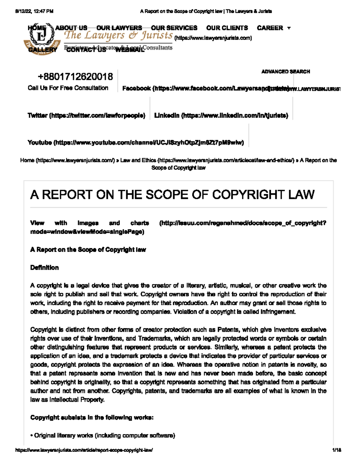 Explain the scope of the copy right Act 1957 Environment Law