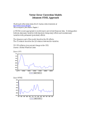 Multivariate Models I: Cointegration and Error Correction Models ...