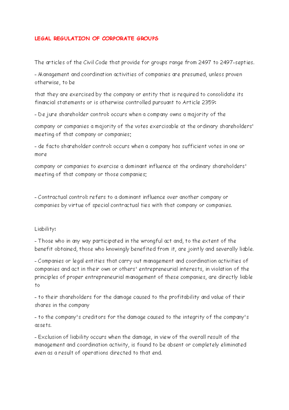 Corporate Groups Between Economics AND LAW The joint cooperative group ...