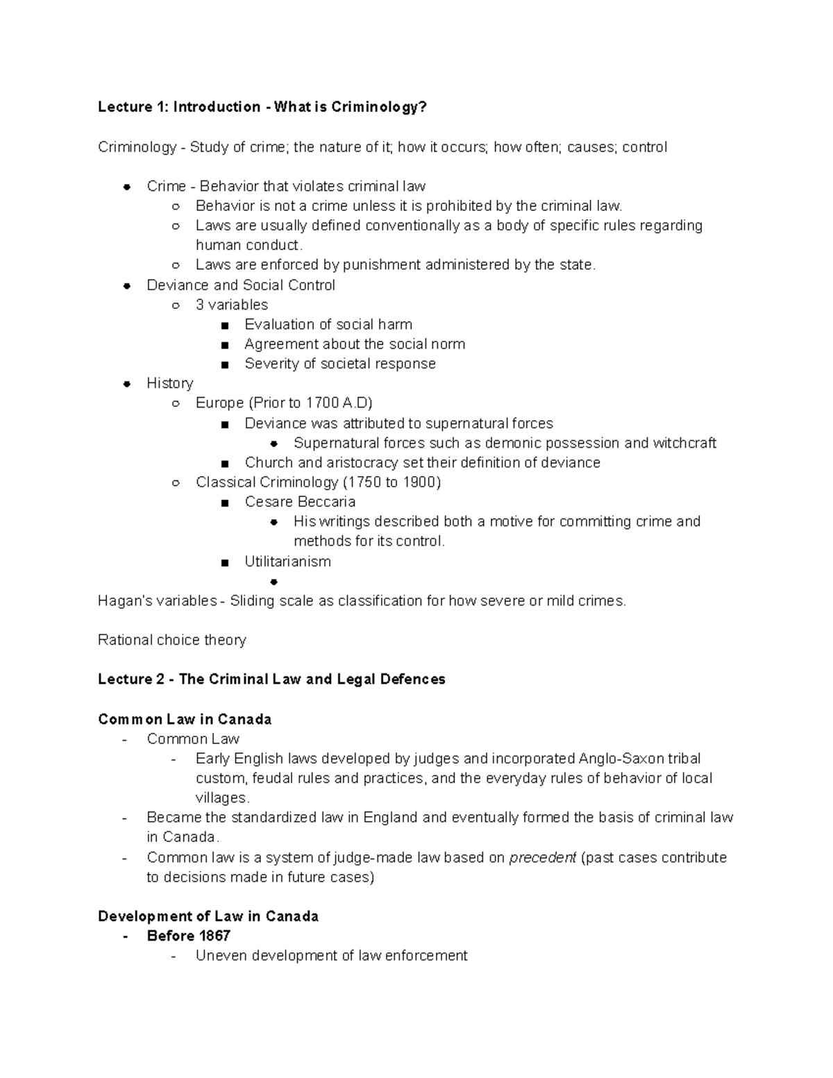 Criminology 225 - Lecture Notes Notes - Lecture 1: Introduction What Is ...