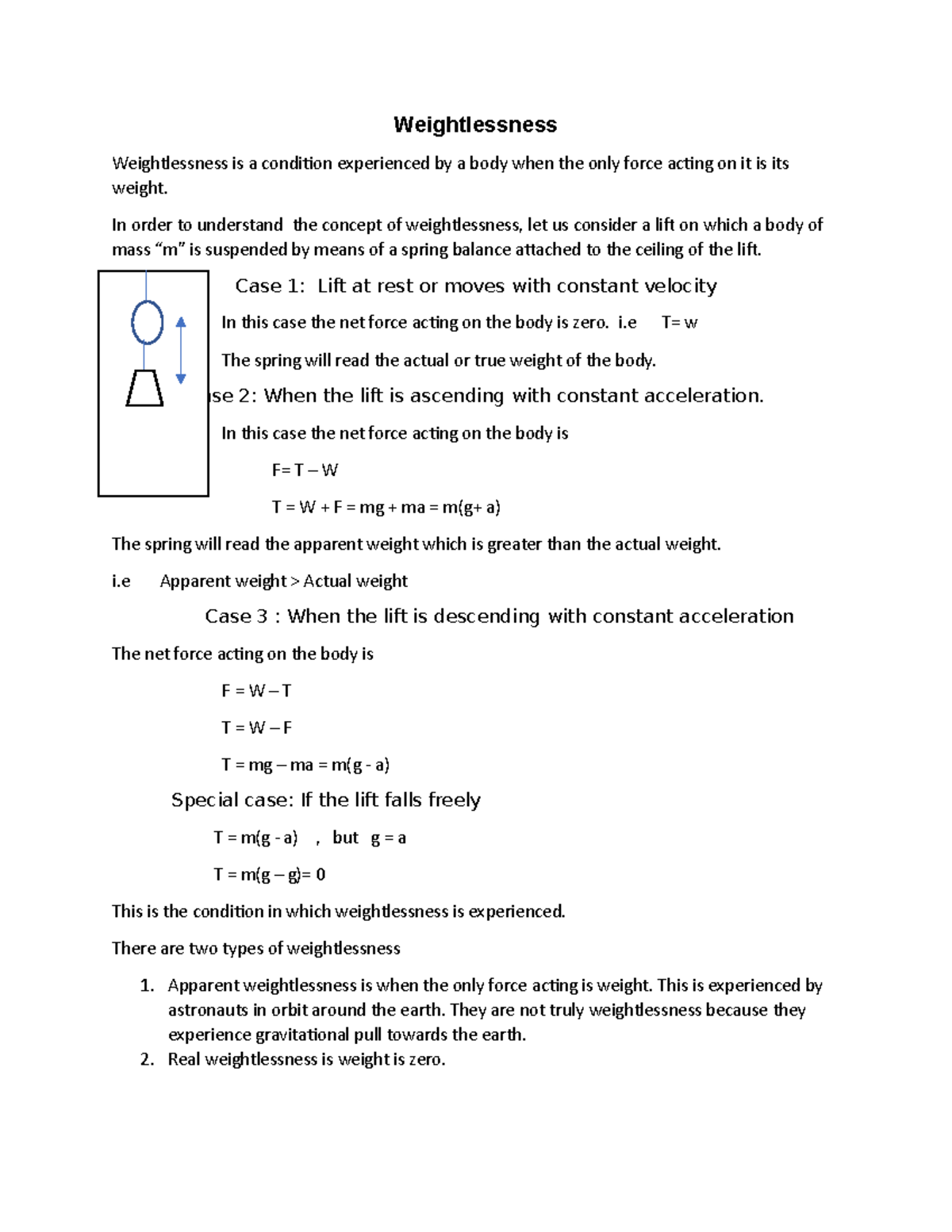 Weightlessness - Weightlessness Weightlessness is a condition ...