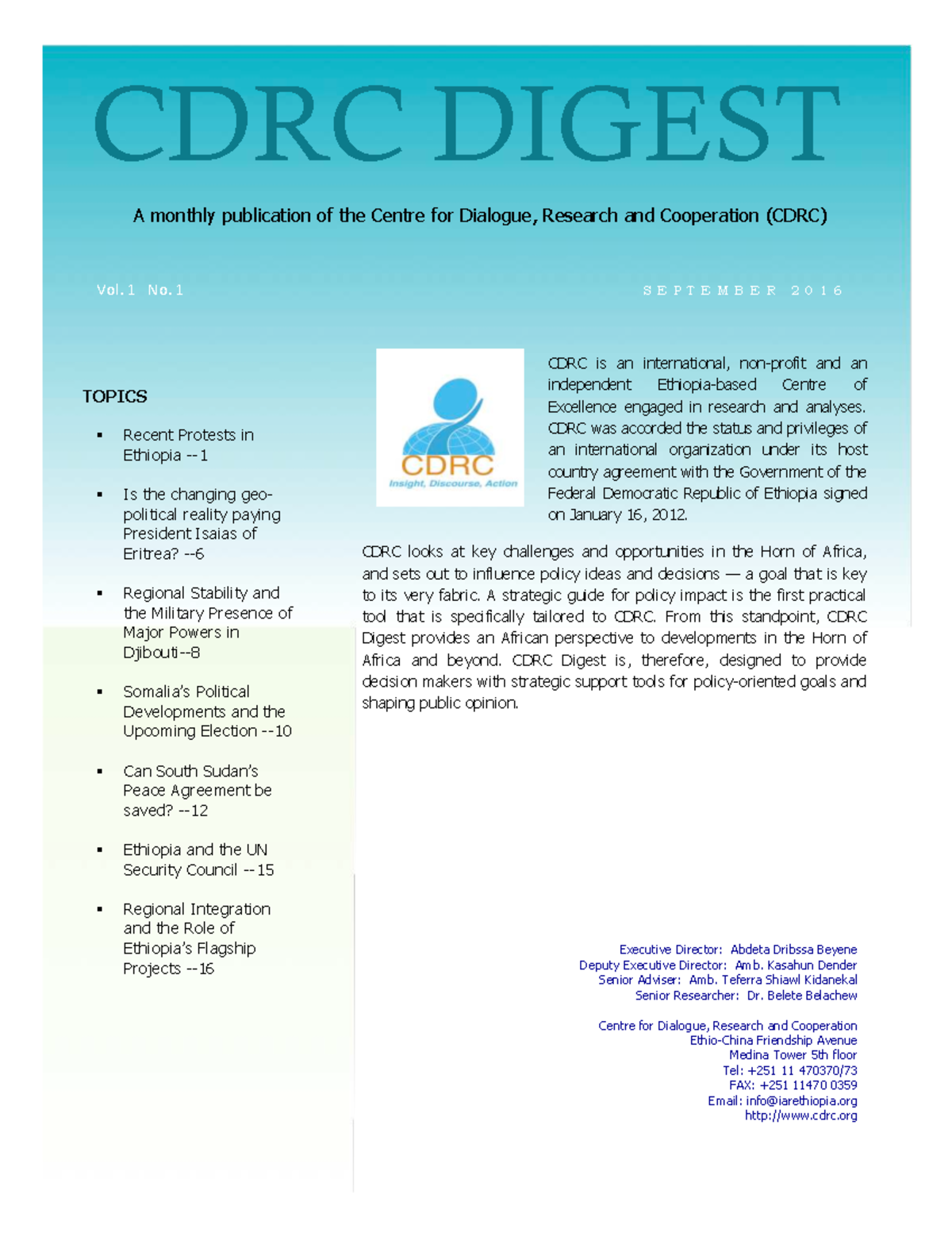 CDRC Digest - This is analysis of subject of international politics ...