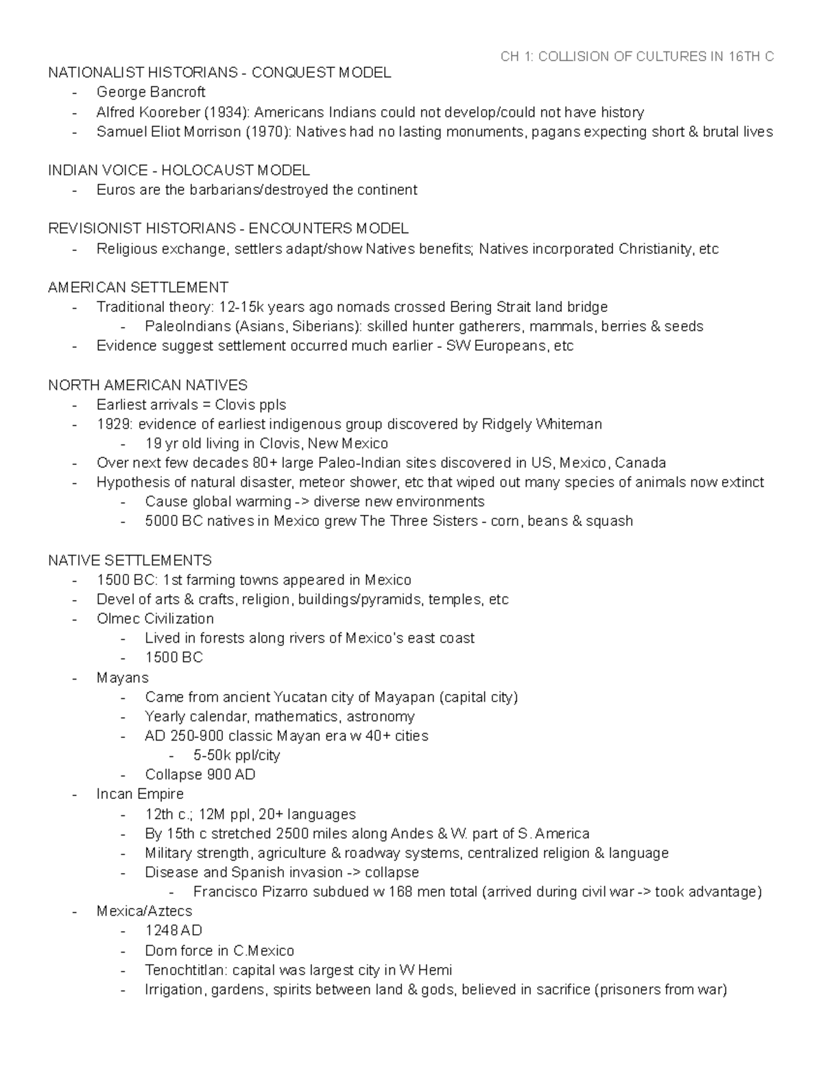 Ch 1 Collision of Cultures - NATIONALIST HISTORIANS - CONQUEST MODEL ...