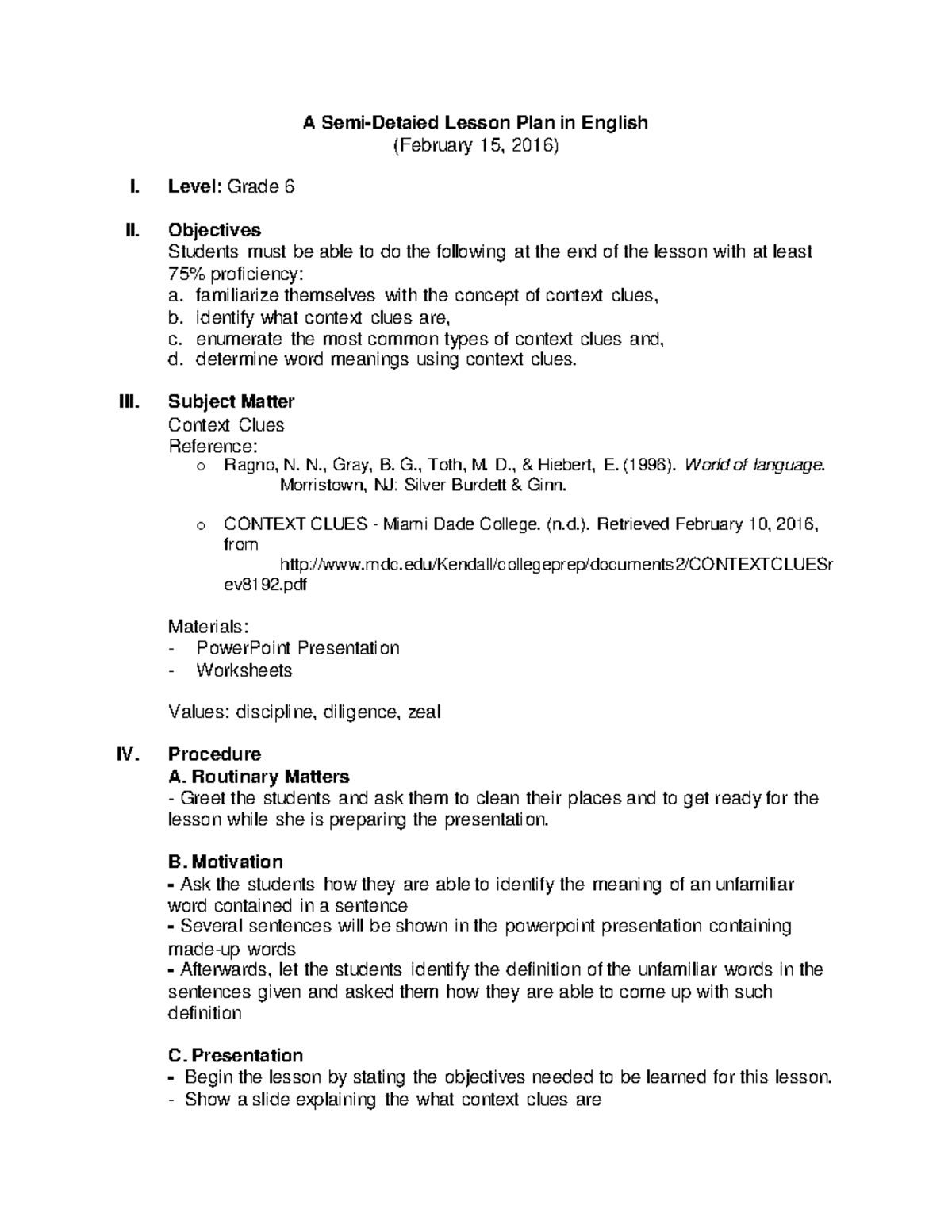 Asemi-detailedlessonplanforenglish-16022011 1357 - A Semi-Detaied ...