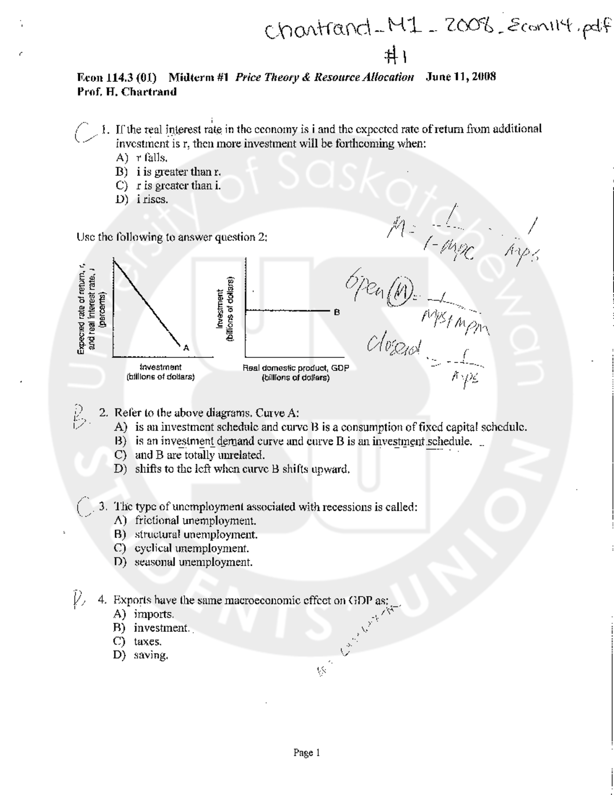 Midterm January 2020, questions and answers - ECON 111 - Studocu