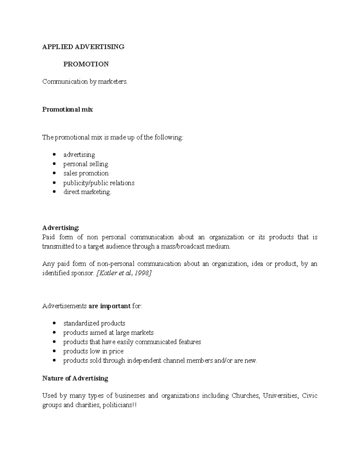 Applied Advertisin 1111 - APPLIED ADVERTISING PROMOTION Communication ...
