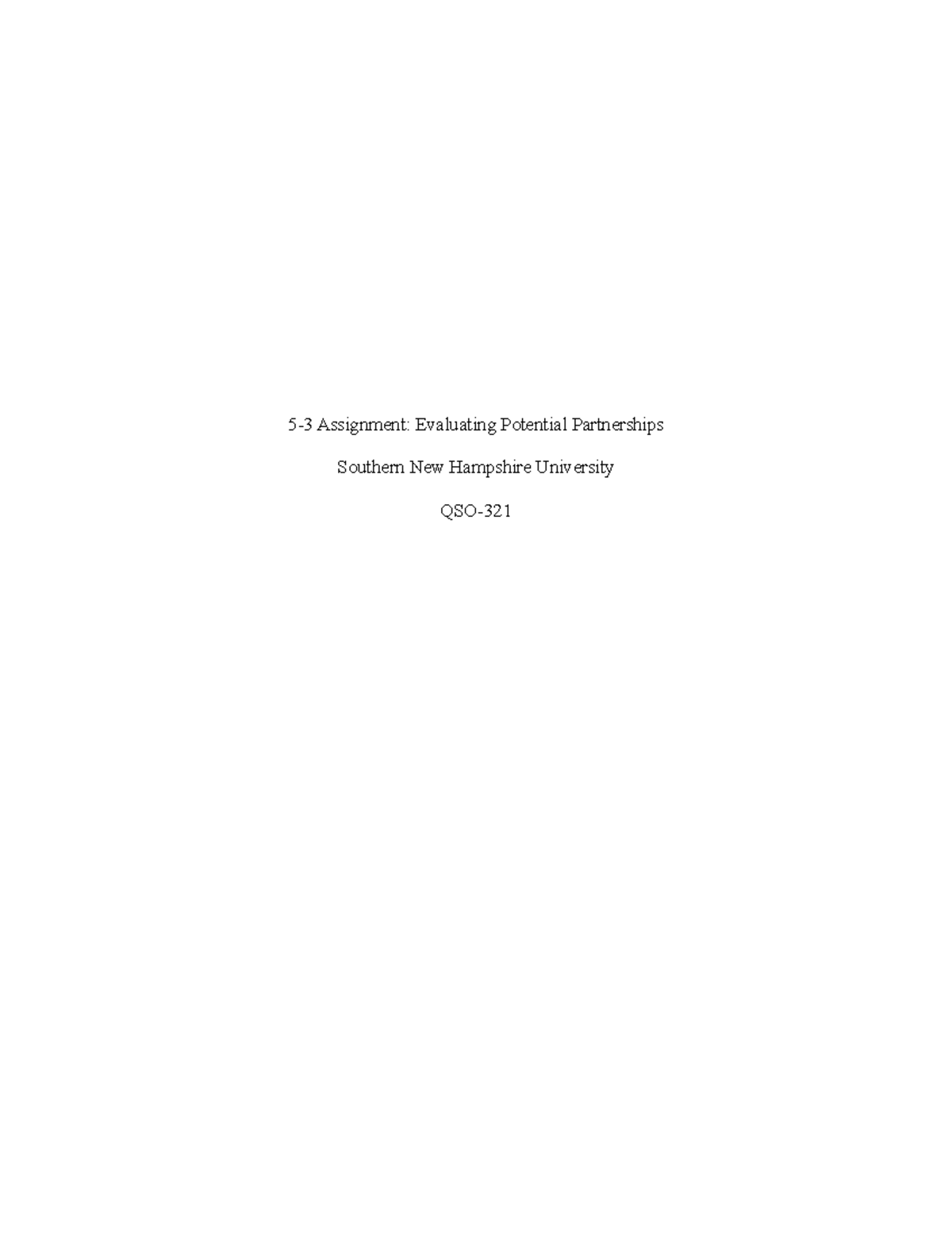 5-3 Assignment Homework - Southern New Hampshire University QSO ...