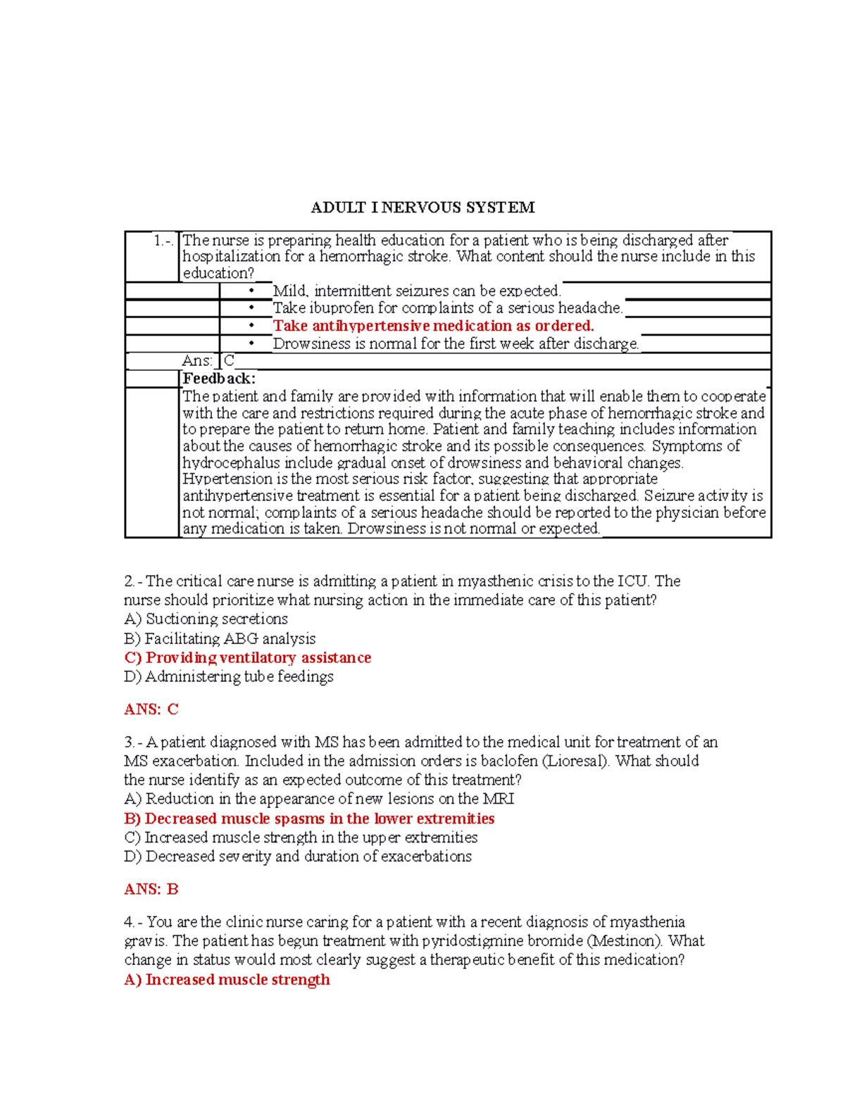 Adult I Nervous System ADULT I NERVOUS SYSTEM 1 The Nurse Is