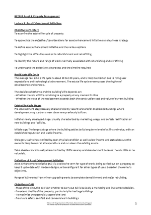 RE2707+Lecture+10+Summary - © Grace K. Wong, Department of Real Estate ...