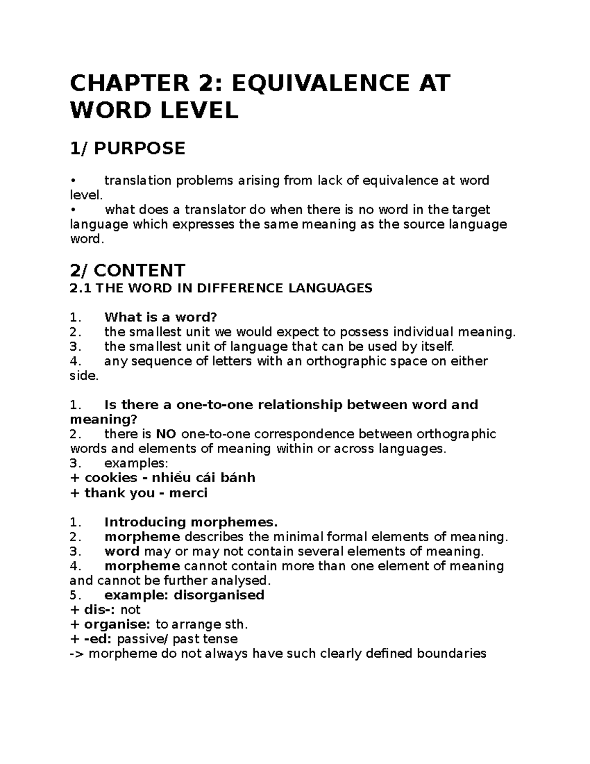 Chapter 2 - CHAPTER 2: EQUIVALENCE AT WORD LEVEL 1/ PURPOSE translation ...