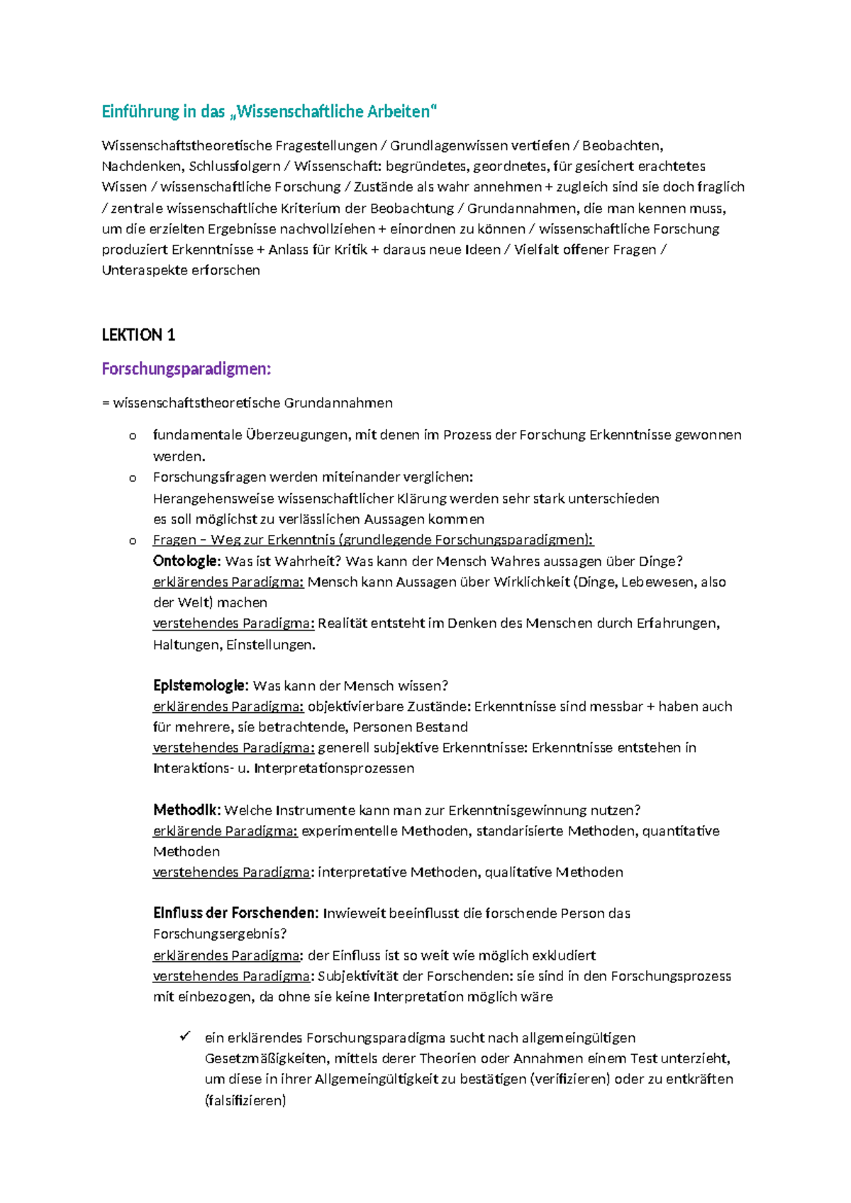 Einführung In Das Wissenschaftliche Arbeiten Einführung in das wissenschaftliche Arbeiten - Einführung in das