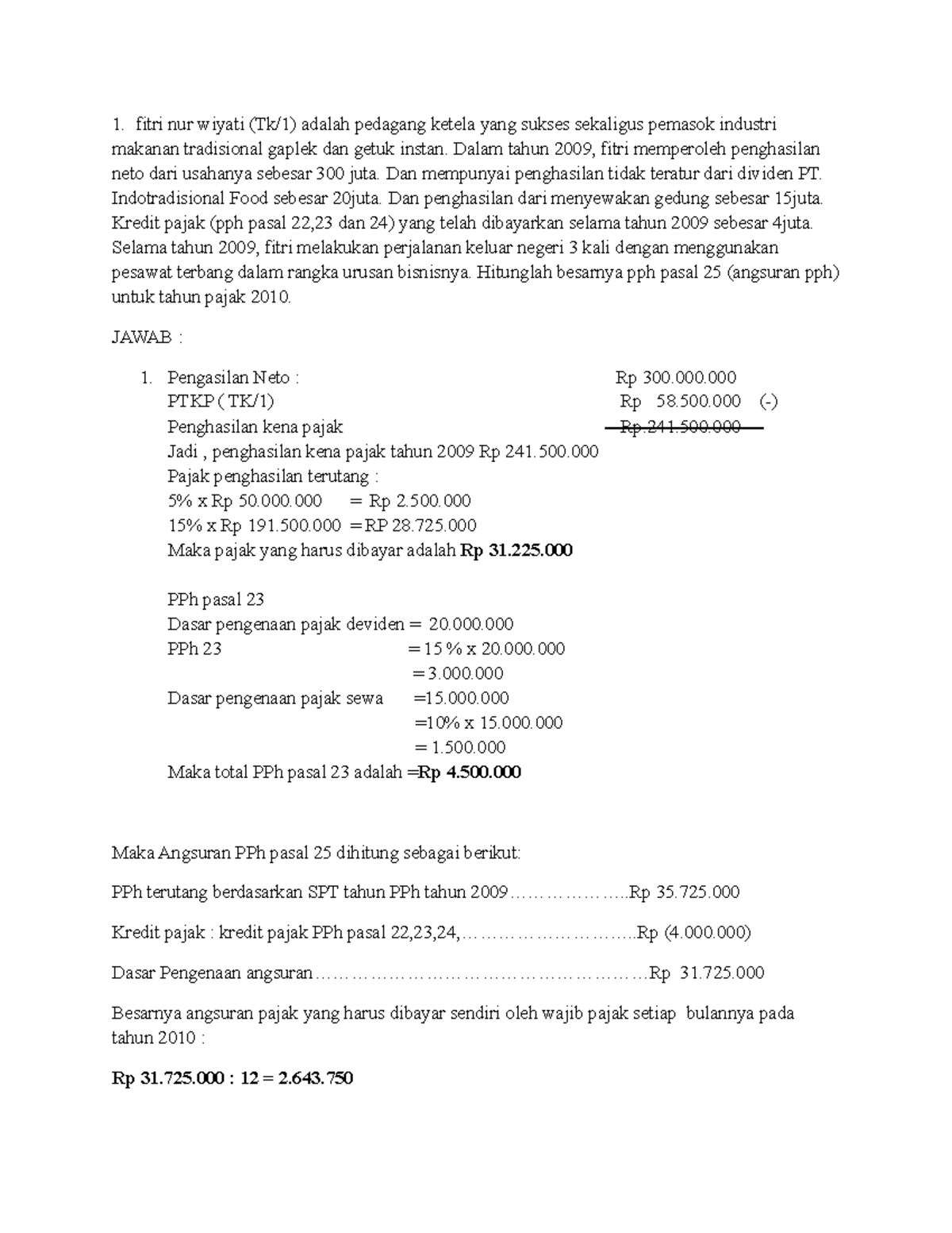 Assignment 2 Tax Accounting fitri nur wiyati (Tk/1) adalah pedagang
