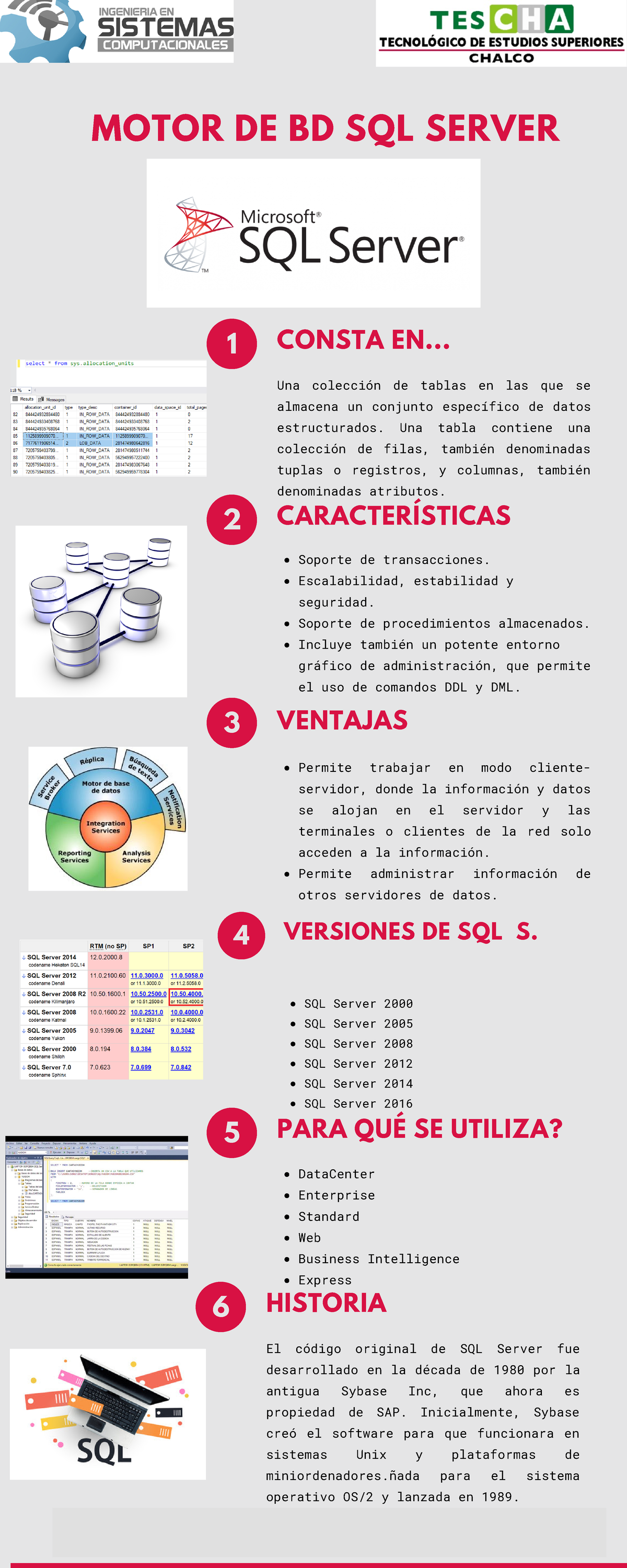 Equipo Motor DE BD SQL Server - CONSTA EN... Una colección de tablas en ...