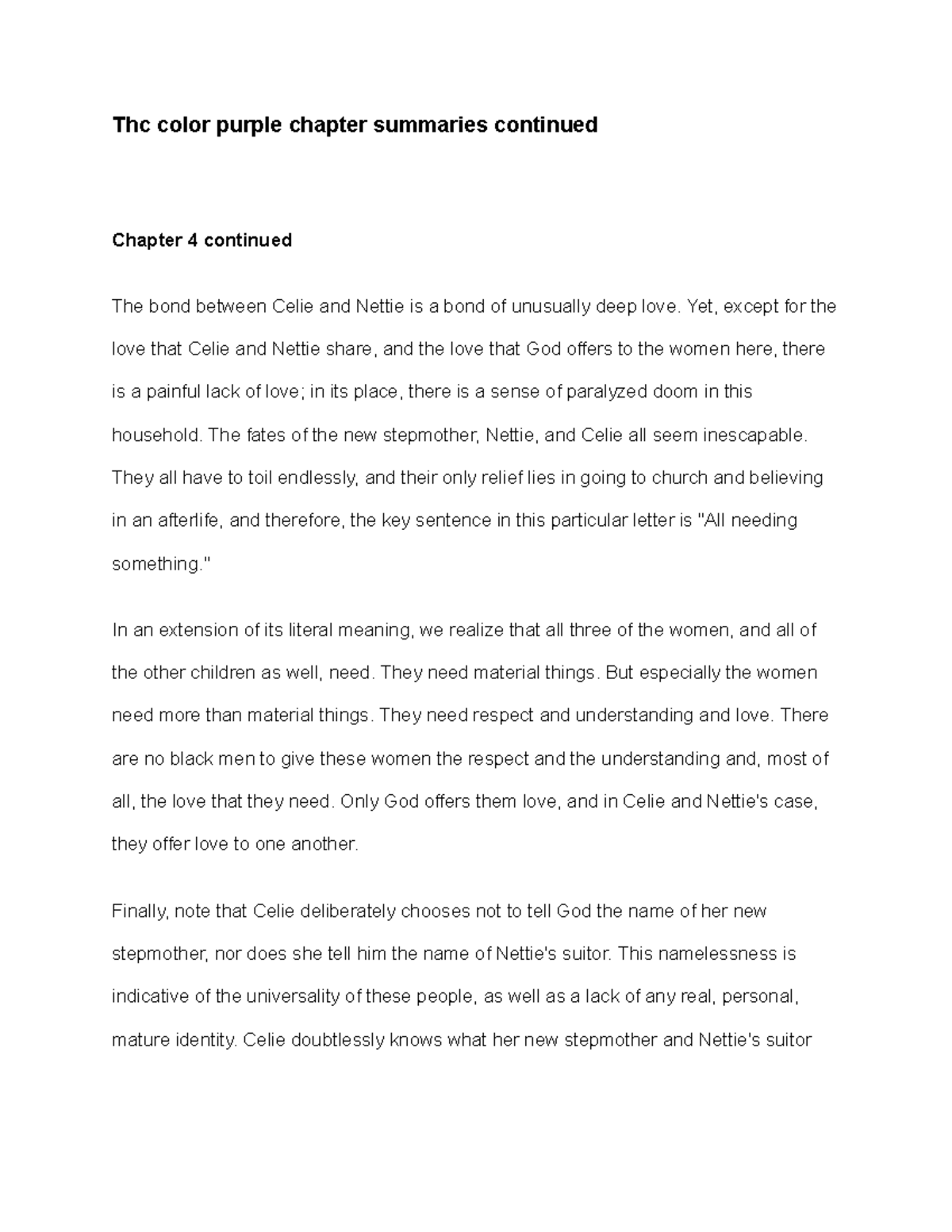 Thc color purple chapter summaries continued 7 - Thc color purple ...