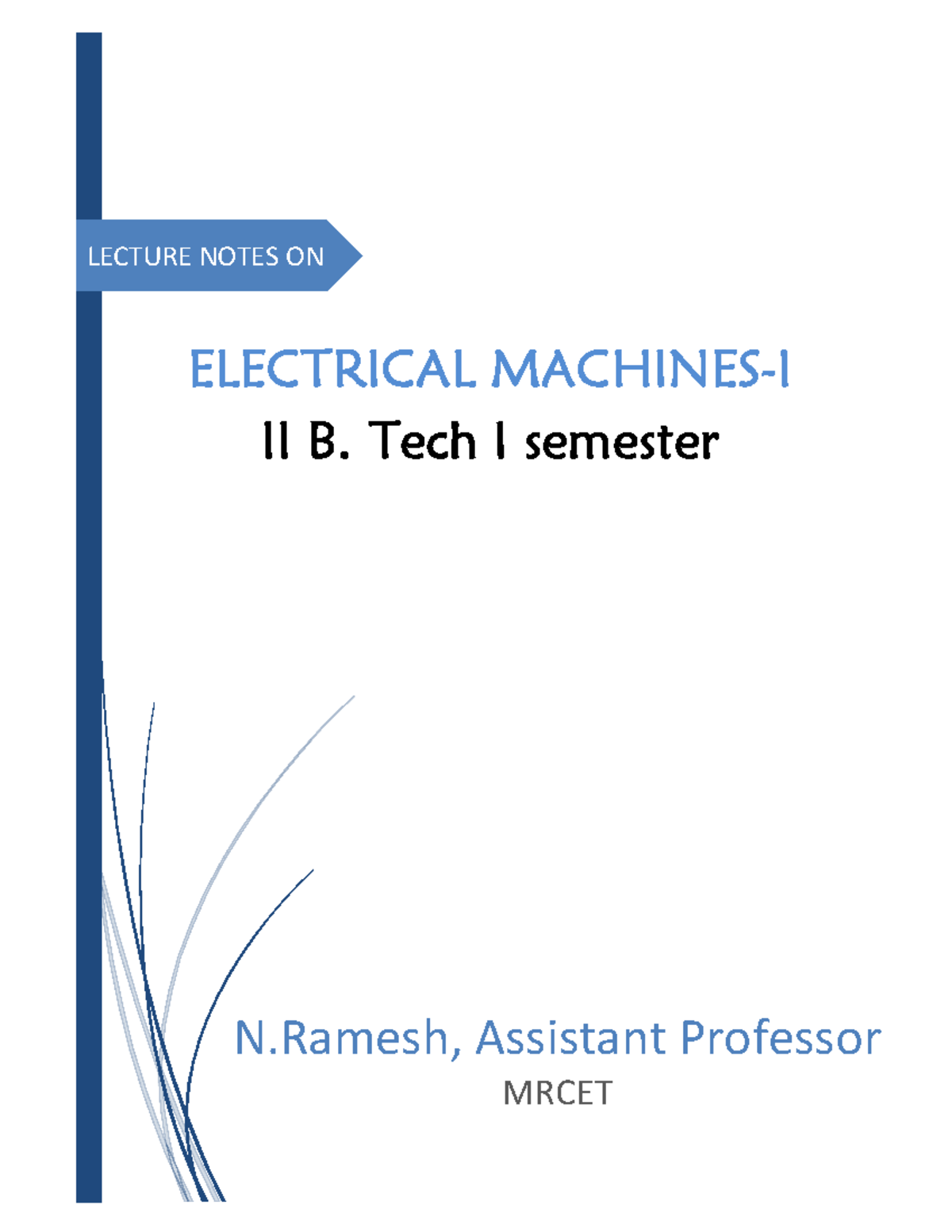 Electrical-Machines-I Digital Notes - [9/ U w9 bh 9S hb ELECTRICAL ...