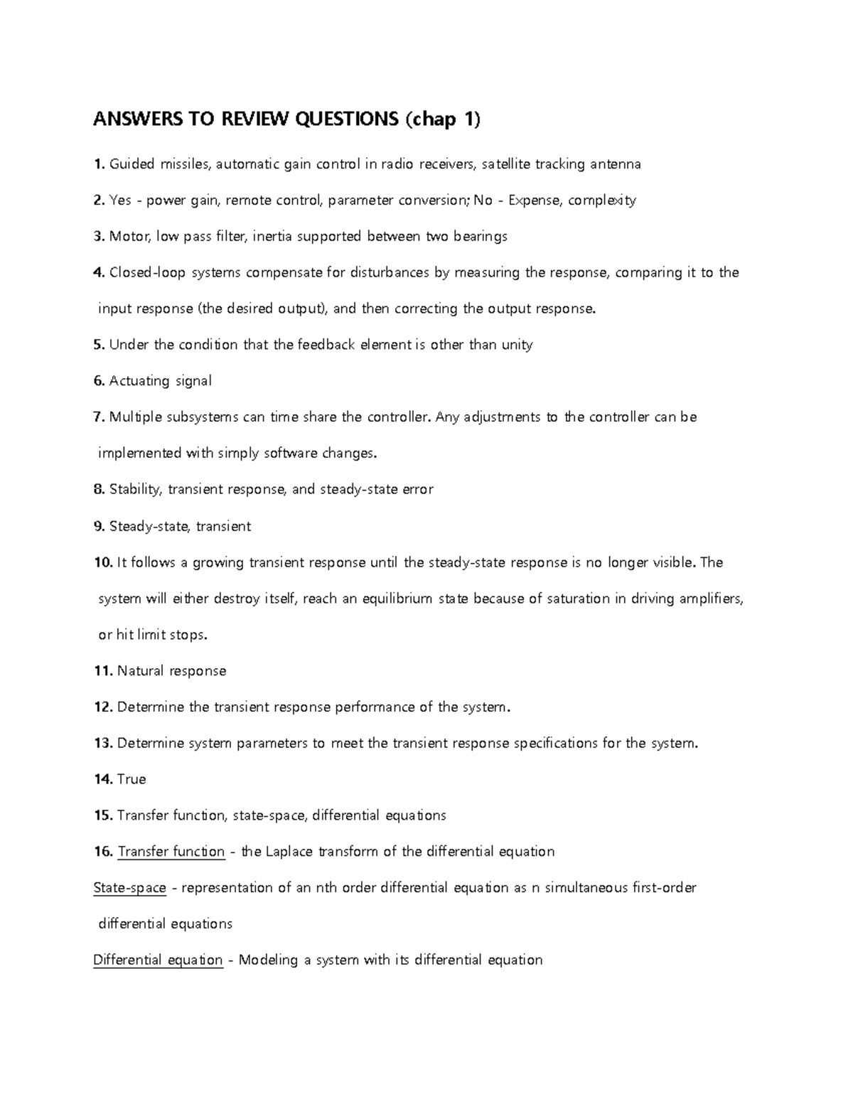Sol Review Questions chap1 3 4 ANSWERS TO REVIEW QUESTIONS (chap 1) 1