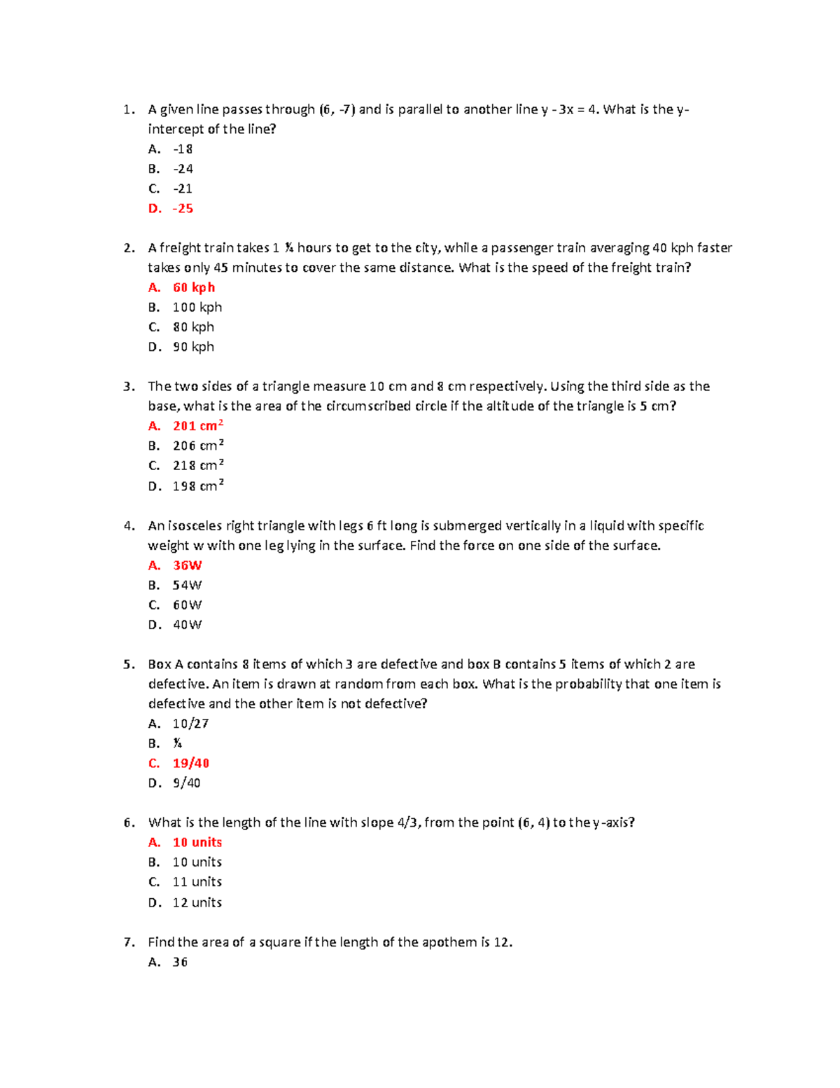 Engineering Mathematics - A given line passes through (6, -7) and is ...