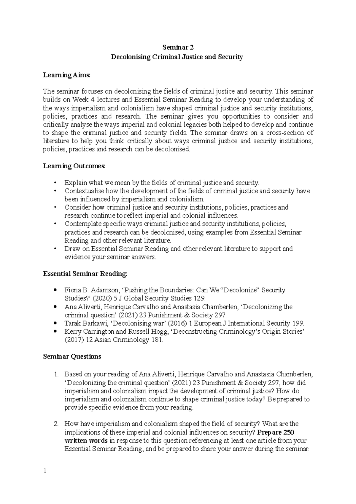 Decolonising Legal Concepts - Seminar 2 - Seminar 2 Decolonising ...